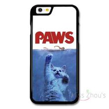 For iphone 4/4s 5/5s 5c SE 6/6s 7 plus ipod touch 4/5/6 back skins cellphone cases cover Paws Funny Cat Movie Poster Shark