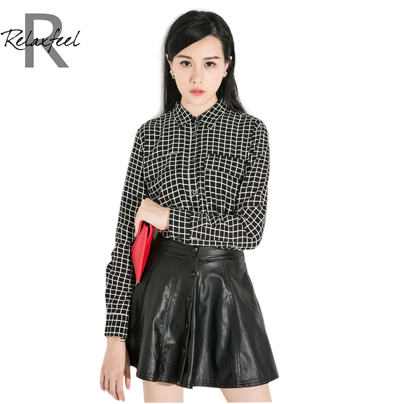 Relaxfeel 2016 Women s New summer Autumn fashion Long Sleeve Lapel font b Tartan b font