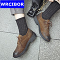 Genuine leather Women Oxford Shoes Woman Flats 2017 Fashion British style Fretwork Vintage Brogue Oxfords women