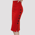 Plus Size New Fashion 2016 Women Skirt Midi Skirt Slim OL Sexy Open Slit Button Slim