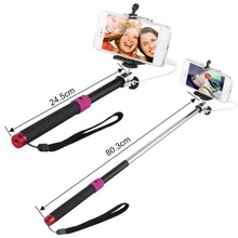 2015 Hot sale Fashionable Black Extendable Handheld Monopod 3 5mm Audio Cable Control Perfect For IOS