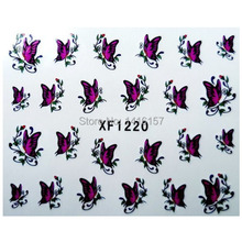 Min order is 10 mix order Water Transfer Nail Art Stickers Decal Beauty Pink Butterfly Flowers