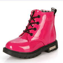 2015 Hot Item New Bota Children Snow Boots PU Patent Leather Children Martin Boots Fashion Boys