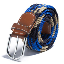 Men Women Canvas Plain Webbing Metal Buckle Woven Stretch Waist Belt Colors