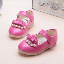 Girls Shoes 2016 New Summer Autumn Beaded Pure Color Fashion Children Shoes Kids Bow Soft Buttom Baby Princess Shoes For Girls