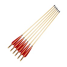 6pcs Handmade 80cm White Pine Wood Arrow Decoration Sheild Archery Red Turkeys Feather Iron Tips Arrow