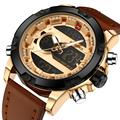 mens watches top brand led digital Dual Display sports watch men leather quartz waterproof wristwatches Relogio