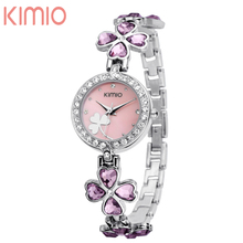 KIMIO Women Crystal Watch Elegant Crystal Watch for Lady Dress Watches Lucky Four-leaf Clover Design Fashion Luxury Brand