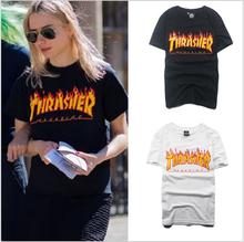 Mens new Thrasher T shirt 2016 Summer Fashion Men Hip Hop Tshirt Homme O-Neck Skate Sport Flame Print Tops Tee Trasher T-shirt