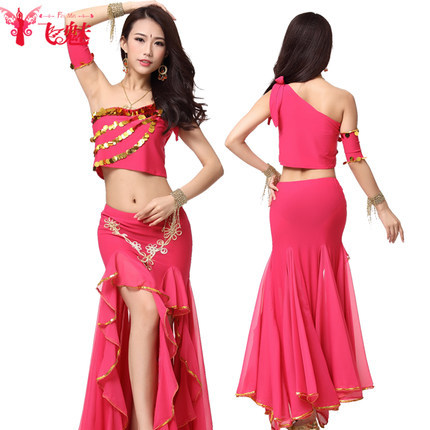 Flying charm belly dance costumes exercise suit sequins sexy single shoulder bag hip skirt suit jacket