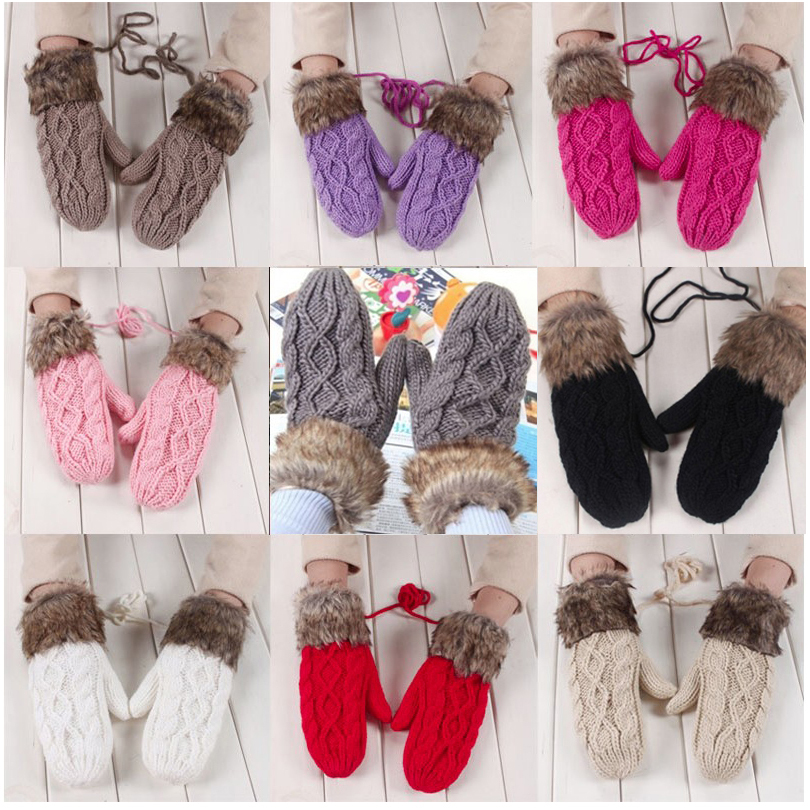 Lady Winter Warm Gloves Rag Wool Knit Hand Warmers...