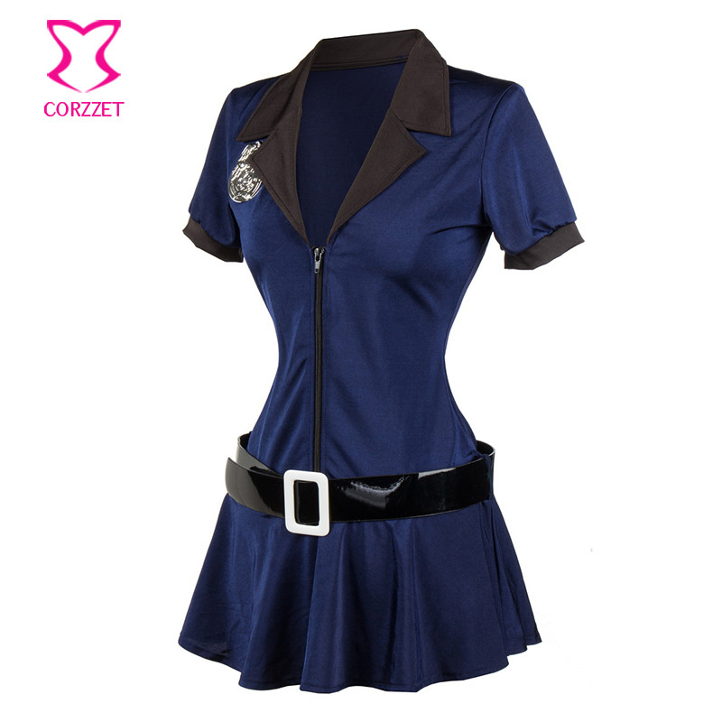 Adult Women Plus Size 3xl Sexy Police Costume Halloween Cosplay Cop