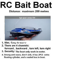 2014 New High Speed F2H RC Mini Bait Fishing Boat Work Distance 200meters Blue with Car charger/2PCS batteries/Foating Cylinder