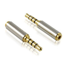 Gold 3 5mm Male to 2 5mm Female Stereo Audio Headphone MIC Adapter Converter