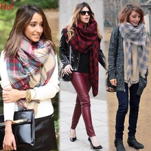 Winter Plaid Scarf Design Wrap Tartan Scarf New Unisex Acrylic Blanket Oversized Basic Shawls Womens Scarves Hot Sale SV012681