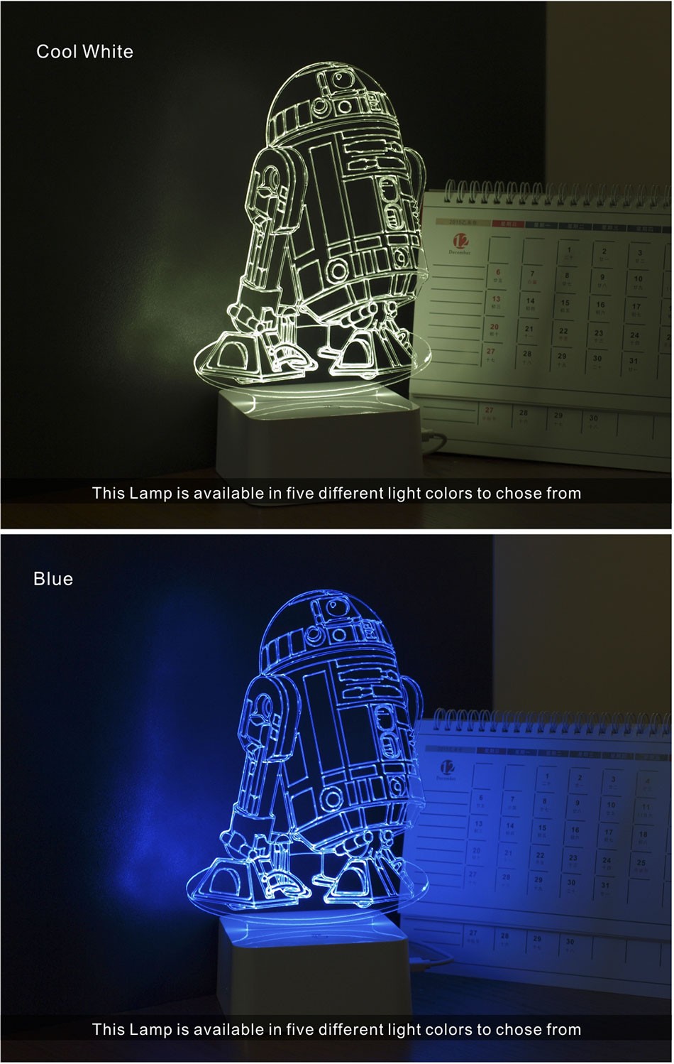 CNHIDEE 3D Visual Led Night Lights for Kids Robort R2 Touch Table Lampara as Besides Lampe for Star war Fans (3)