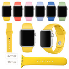 2016 New Yellow Silicone Sport Strap for Apple Watch Band Silicone Band With Connector Adapter 42mm 38mm