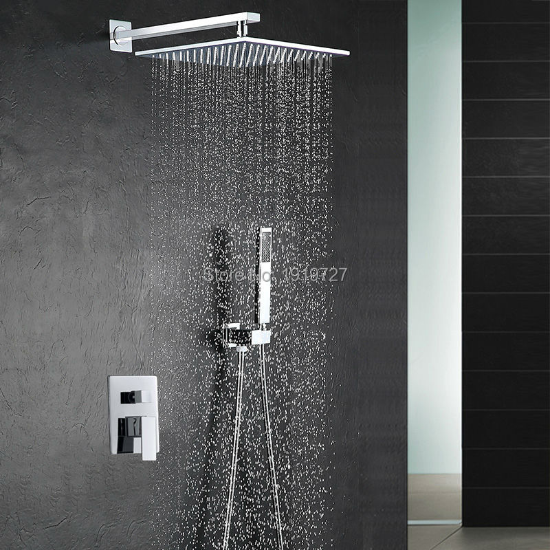 10 Inch Shower Head Luxury Wall Mounted Square Style Brass Waterfall Shower Set Factory Direct New Rainfall Bathroom Shower Kit