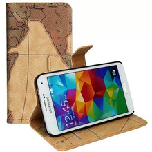 New Arrival Case for Samsung Galaxy S5 i9600 Map Pattern Leather Wallet Stand Card Holder Mobile Phone Accessories Cover Bag