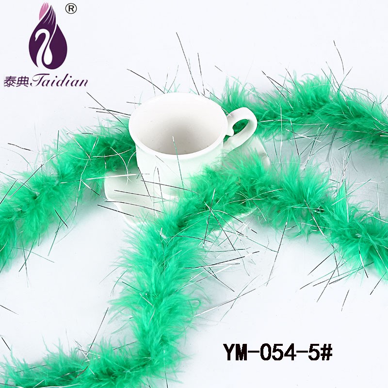 5# YM-054-5# Marabou Feather BoaMarabou Feather Boa Cheap Party Feather Boas with Silver Line 2 meterslot Fluffy Colored Praty Decorative Feather Boas