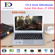New model 13.3” 5th generation i7 ultrabook laptop Windows 10 with 8GB RAM+256G SSD 1920*1080,Metal Cover,8 cell battery