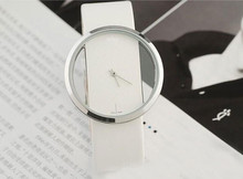 New arrivla Women Leather Transparent Dial Succinct Sport Quartz Watch Gift Wristwatch For Women Men