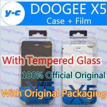 DOOGEE X5 Case Official Original Flip Leather Cover +Tempered Glass Screen Protector Film For DOOGEE X5 Pro Phone- Free Shipping