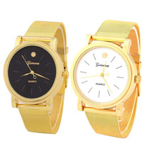 2015 caliente nueva moda mujeres hombres Classic Gold Alloy Band cuarzo analógico reloj de pulsera de oro Dot envío gratis