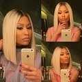 Synthetic Hair Short Straight Blonde Bob Wig Ombre Lace Front Hand Tied Beyonce Glueless Kanekalon Hair