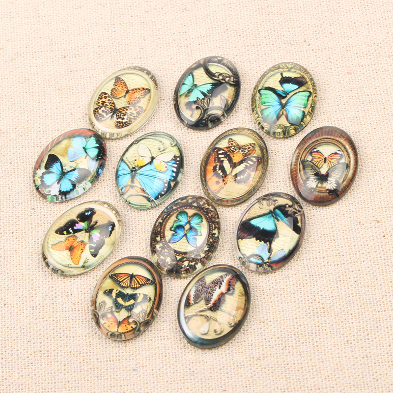 Mixed Handmade Oval Cabochons 13x18mm 18x25mm 30x40mm Photo Glass Cabochon Dome for Jewelry Making