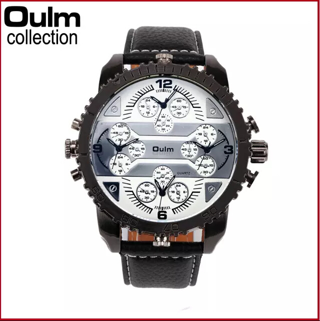 oulm Brand Mens Watches Top Brand Luxury Quartz Male Clock Casual Leather Band Watch Military Wristwatch