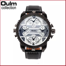 Marca oulm Mens relojes de primeras marcas de lujo del cuarzo hombre reloj Casual banda de cuero reloj de pulsera reloj militar Relogio hombre