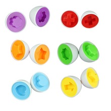 12Pcs/set Brand New Learning Education toys Mixed Shape Wise Pretend Puzzle Smart Eggs Baby Kid Learning Kitchen Toys Tool 6eggs
