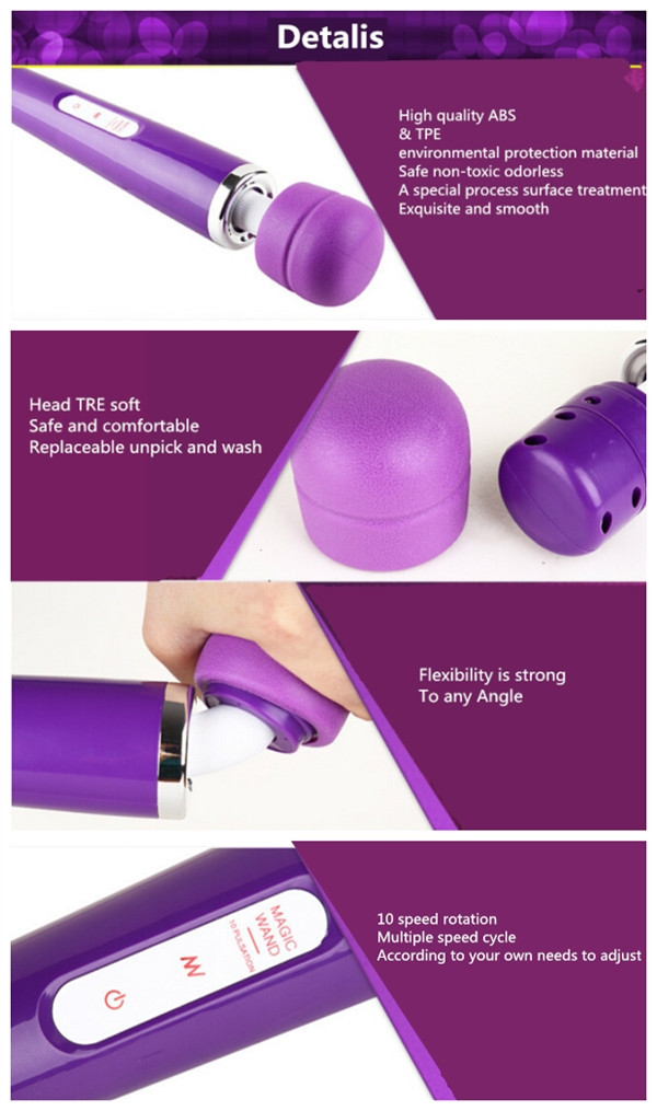 Wholesale 10 Speed Magic Wand Travel G Spot Stimulation Massager Wired Style Personal Body 7679