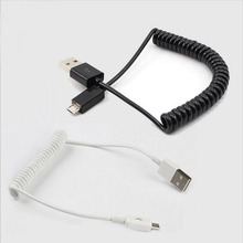 Micro Usb 5 pin Coiled Spring Charger Cable Retractable Extendable Data Sync Cord Wire For Samsung HTC Nokia XiaoMi LG Lenovo