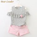 Bear Leader Girls Sets 2017 New Children Clothing Star Brooch Sets Kids Clothes Pullover Grey Stripes