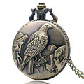 Eagle Pattern Bronze Pocket Watch Men Women Vintage Quartz Watches with Necklace Chain Free Shipping