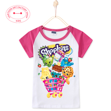 2016 New Fashion Kids Clothes Girls Summer T Shirt Shopkins Cotton 3D Print Short Sleeve T-Shirts Boys Top Tees Free Shipping