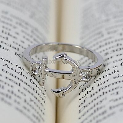 1pcs Silver Anchor Signs Silver Plated Rings Jewelry Woman Girl best Gift H8425