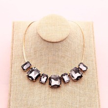 New Fashion High Quality Glass Crystal Simple Colorful Gems necklace Statement Necklaces Fashion Jewelry Women