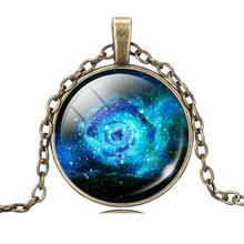 New Glass Galaxy Pendant Necklace Antique Bronze Chain Necklace Choker Statement Fashion Jewelry For Men Women