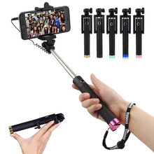 Selfie Stick clip Extendable wired remote Shutter With Button Pole Mount Portable Monopod Handheld Self Portrait Sticks