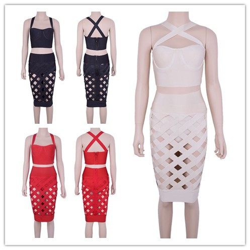 New Red Color Ladies HL Bandage Dress Sexy Hollow Out Mini Dress Sexy Club Night Dress Evening Party Dress