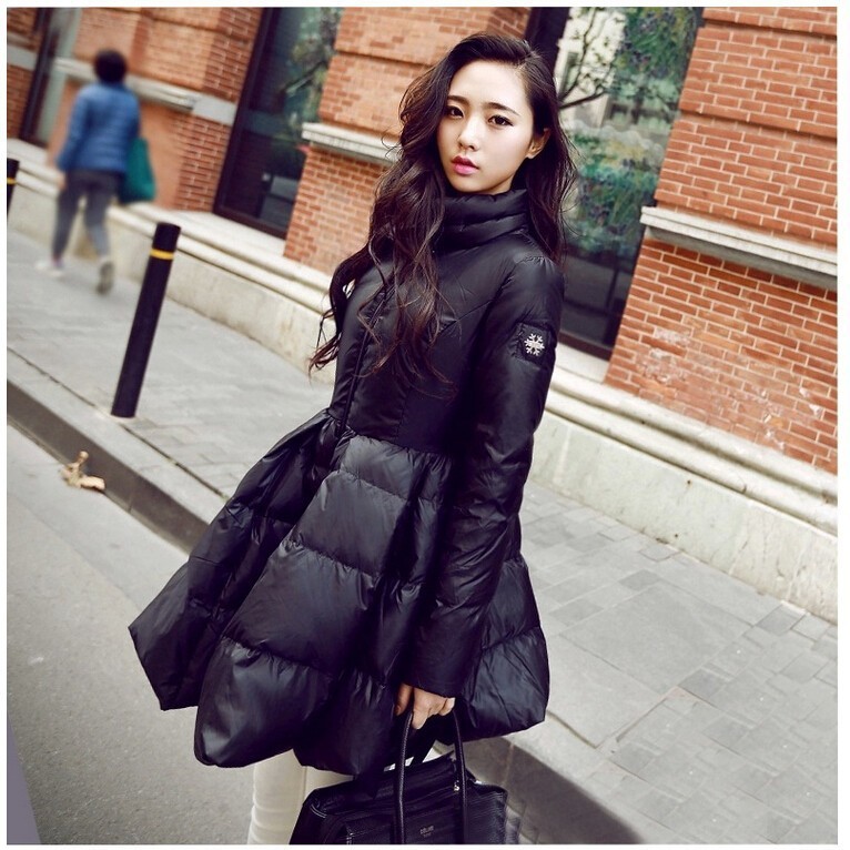 Winter jacket Women Winter Warm Down Coat Long Sleeve Solid A Line Long Jacket Coat Women Europe Stand Collar Down Coat (6)