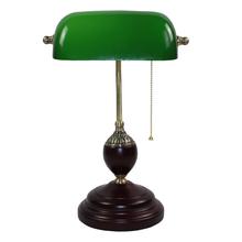 Emerald Green Glass Desk Lamp Power Bank Table Light Office Lampe Red Wood Vintage E27 Reading Lamps Industrial Retro Luminaria