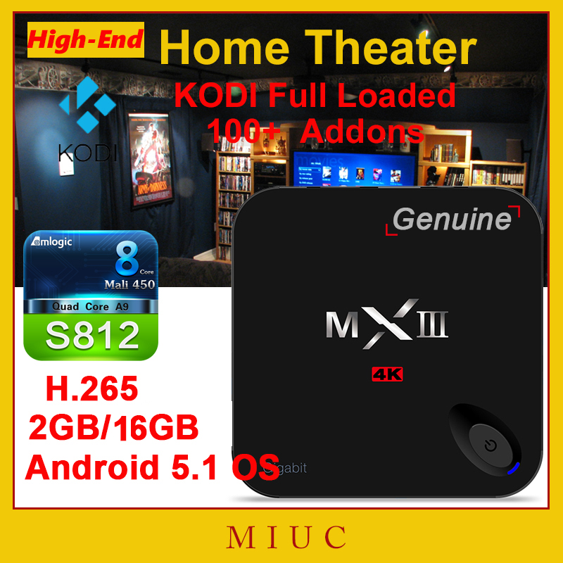 [Exclusive] KODI 16.1 Fully Loaded 2G/16G MXIII Plus/MXIII-G Android 5.1 Amlogic S812 Quad Core Smart TV Box HDMI Wifi 4K H.265