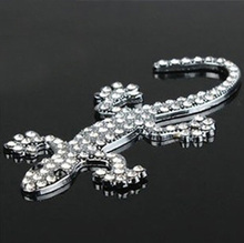 shiny full of cystal gecko slivery metal car sticker auto parts automobile accessory