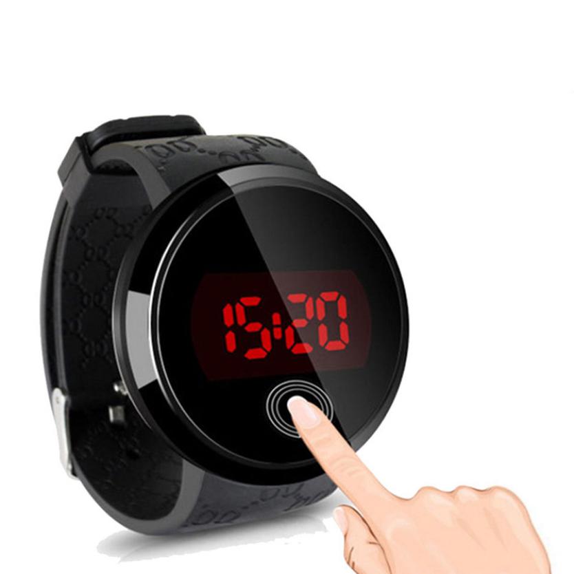 Hot Marketing 2015 Fashion Waterproof Men LED Touch Screen Day Date Silicone Wrist Watch Black N4