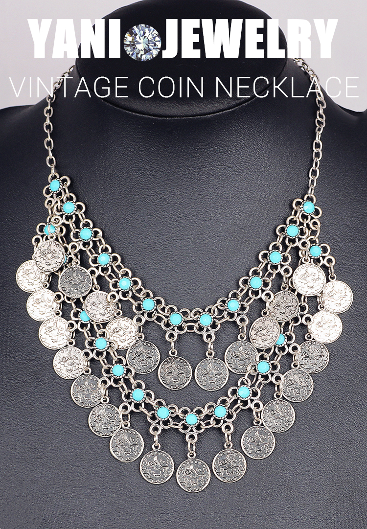 Silver coin choker necklace Clearance