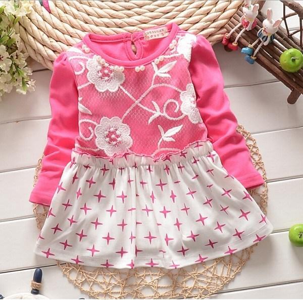 new 2015 spring girls dress children's dresses autumn baby girl flower long sleeve dress princess dresses kids clothing WD2201